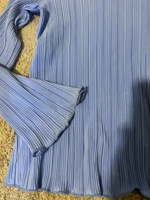 A New Day Women's Light Blue/periwinkle Pleated Long-Sleeve Top thumbnail 6