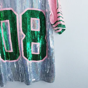 Sequin Jersey Graphic Short Sleeve Shirt Dress thumbnail 5