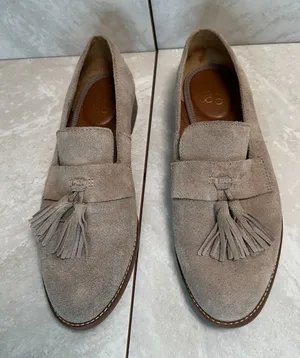 Franco Sarto taupe suede tasseled kiltie fringe loafers Size 8.5 thumbnail 1