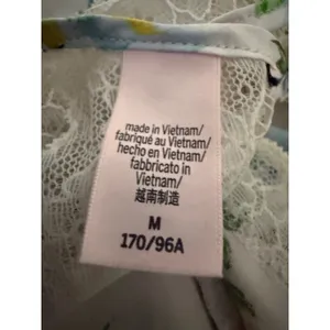 Dainty boho cute Satin Lace Slip Dress blue Floral Bee Open y2k Mini cottage M thumbnail 8