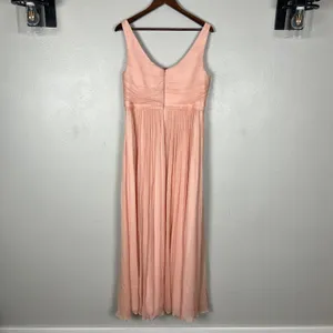 J Crew Formal Gown Maxi Dress Womens 14 Pink Silk Chiffon‎ Pleated V-Neck Heidi thumbnail 14