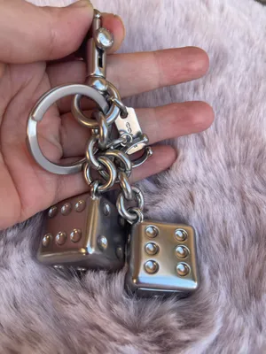 Coach 3D Solid Metal Dice Cluster Bag Charm Keychain Key Fob Silver CZ128 thumbnail 3