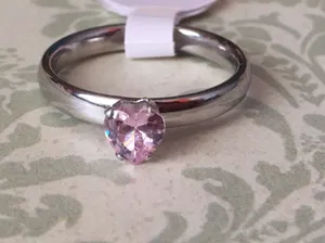 Pink Heart Ring, Size 7 thumbnail 1
