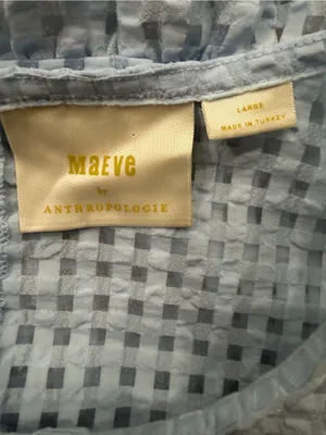 Maeve Anthropologie Babydoll Sheer Light Blue Puff-Sleeve Peplum Top thumbnail 6