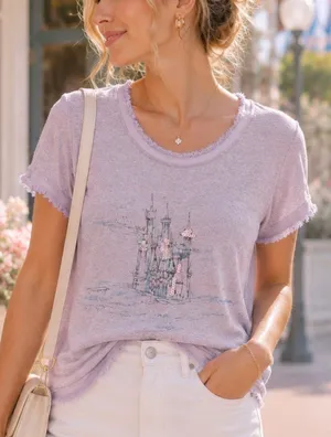 LC Lauren Conrad Cinderella Disney Castle Tee Shirt, Size Medium thumbnail 2