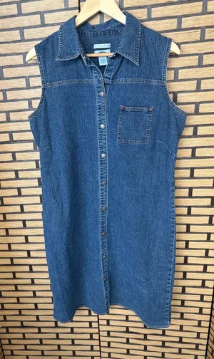 Old‎ Navy Denim Stretch Button Front Tank Dress Size 14 thumbnail 1