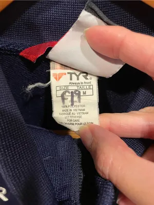 Cute navy white stripe TYR swim uniform jacket John Carroll team pockets thumbnail 4