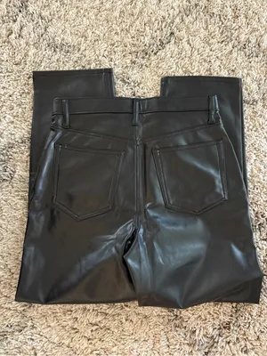 Abercrombie & Fitch Faux Leather High Rise Ankle Straight Pants thumbnail 4