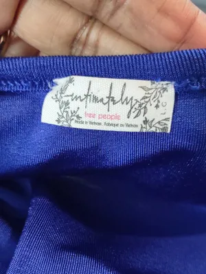 Free People Royal Blue Long Sleeve V-NeckThong Bodysuit Size Large thumbnail 5