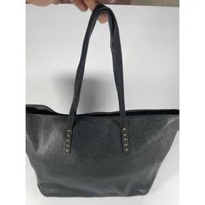 ALDO Black Large Textured Tote Bag Zip Closure Gold Studded Inner Pockets thumbnail 4