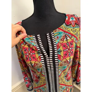 Laundry by Shelli Segal Retro Medallion Print Shift Dress 3/4 Sleeve Lined Bold thumbnail 3