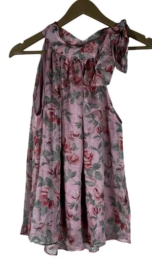 NWT Playboy Galapagos Floral Halter Bow Neck Sleeveless Top Pink Romantic Size 8 thumbnail 1