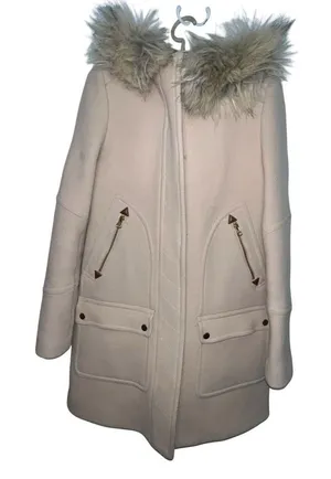 J. Crew Chateau Parka Italian Stadium Cloth Wool Coat Hooded Size 2T Tall‎ Beige thumbnail 1