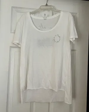 NWOT You Are Altogether Beautiful Darling Shirt White Short Sleeve thumbnail 2