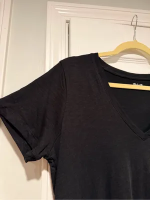 NWOT Madewell Size L Black V Neck Short Sleeve Slub Cotton Tee Shirt thumbnail 4