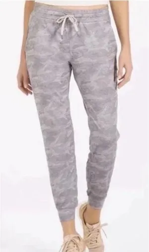Vuori Performance Jogger Grey Camo Drawstring Sweatpants Dreamknit Women Medium thumbnail 1