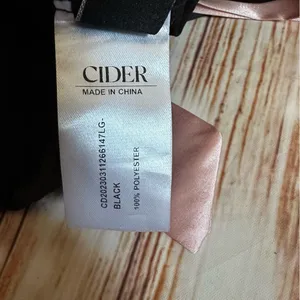 Cider Black Satin 3 Piece Pink Trim Pajama Lounge Set Size Large thumbnail 13
