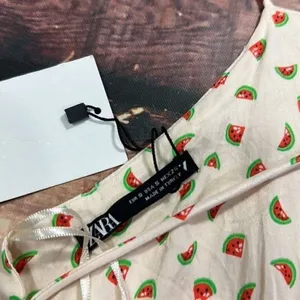 Zara Watermelon Strappy Open Back Crop Top Shirt thumbnail 5