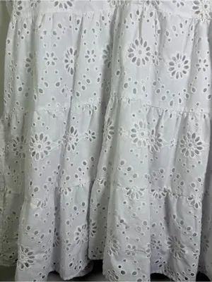 Time and Tru Women’s White Eyelet Embroidered Tiered Midi Dress Sz XXL 20 Boho thumbnail 3