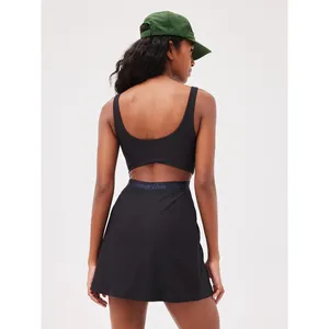 Outdoor Voices‎ Women Black Court Exercise Dress Cutout Back Mini Skort Dress thumbnail 2