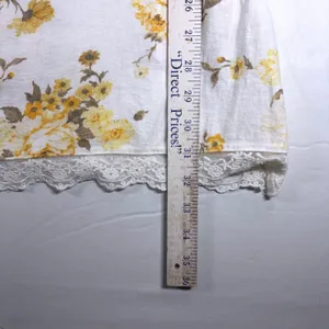 Universal Thread Floral Linen Blend‎ Lace Trim Mini Dress XS Yellow White Boho thumbnail 6