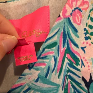 Lilly Pulitzer Print Kathie Midi Dress size 12 Ruffle Flounce Sleeves thumbnail 3