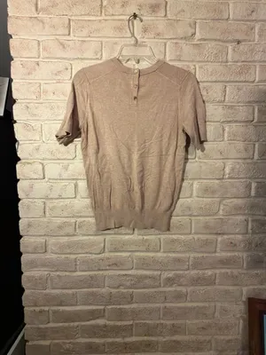 Zara Short Sleeve Fine Knit Sweater Top Beige Size S thumbnail 3
