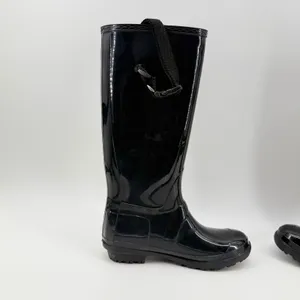 Itasca Womens Black Glossy Waterproof Rubber Rain Boots Size 9 Tall Utility thumbnail 4