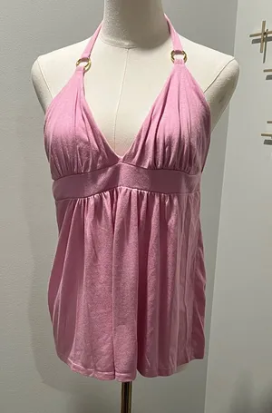 Moda International Pink Halter Top Size L thumbnail 1