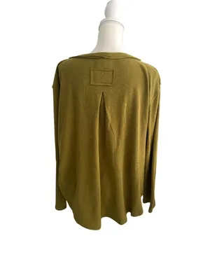 POL Waffle Knit Martini Green Long Sleeve Top Size Large thumbnail 5