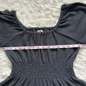 Sweater Plush Square-Neck Smocked Top Long Sleeve Dark Gray M thumbnail 11