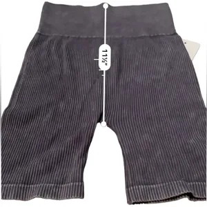 Aura Purple Gray Ribbed High Rise‎ Activewear Biker Shorts Sz S/M NEW thumbnail 6
