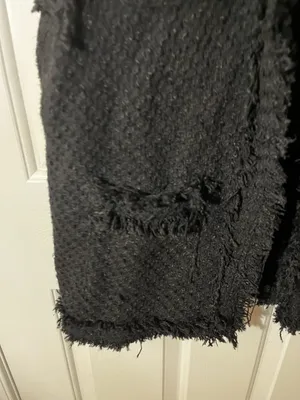 Zara Black Textured Tweed Waistcoat with Frayed Trims and Gold Buttons thumbnail 5