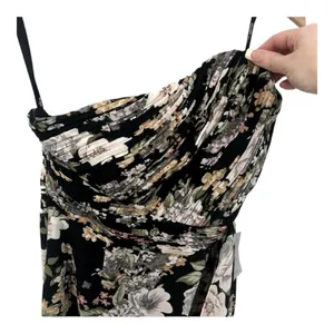 LAVISH‎ ALICE Black Floral Asymmetrical Ruffle Strapless Dress Size US 8 NEW thumbnail 7
