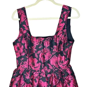 Lulus Posh Invite Black Floral Jacquard Square Neck Corset Mini Dress NWT Medium thumbnail 7