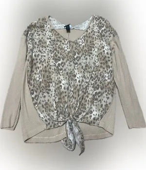 Daytrip Beige Leopard Print Tie-Back Sweatshirt‎ thumbnail 1