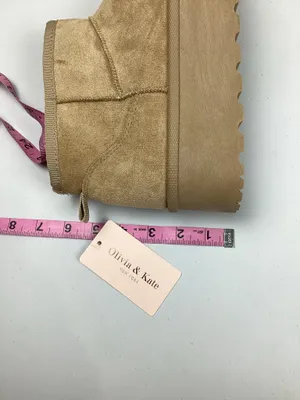 Olivia & Kate Faux Suede Faux Fur Tan Platform Booties Size 9 New with Tag thumbnail 5