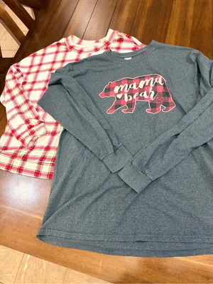 Auden Plaid Sleep Top L & Gildan Mama Bear Long Sleeve Shirt Bundle 2pc thumbnail 3