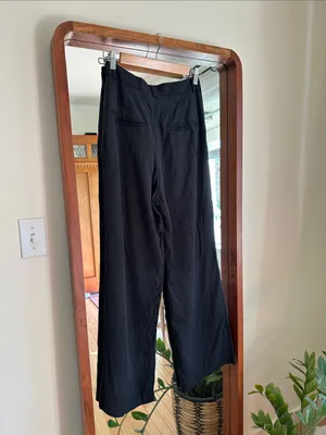 Reformation Mason Pant Black Wide Leg Trouser Size 4 thumbnail 3