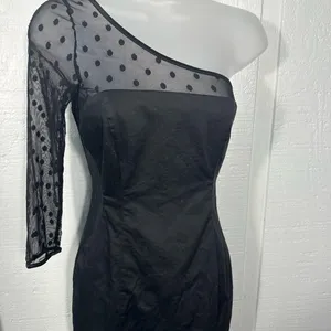 Bardot Black One Shoulder Sheer Bodice Dress Size 4 NWOT thumbnail 5
