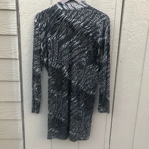 Chico's size 2 Button Front Cardigan Women Black Velvet Burnout Sheer zebra thumbnail 5