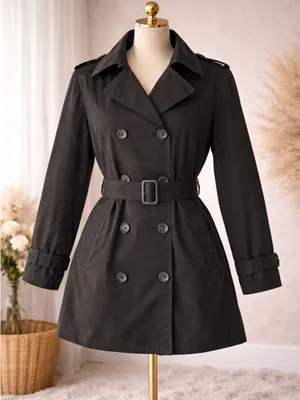 Gap Classic Black Double-Breasted Trench Coat thumbnail 1