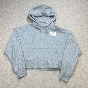Jordan Flight Hoodie Womens S Gray Loose Cropped Athleisure Streetwear Gorpcore thumbnail 1