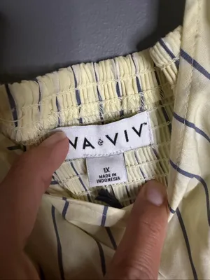 Ava & Viv Yellow Pinstripe Empire Waist Square Neck Dress Size 1X NWT thumbnail 8