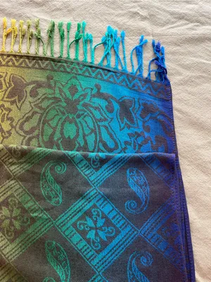 Handwoven Rainbow Paisley Wrap thumbnail 7