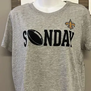 NFL New Orleans Sunday Football Women’s Short Sleeve Heather Gray T-Shirt-Large thumbnail 5