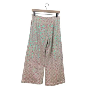 Anthropologie Ett Twa Showstopper Sequined Wide Leg Crop Pants Women's Size 0 thumbnail 4