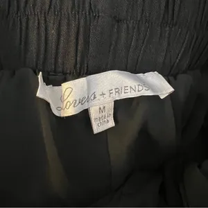 Lovers + Friends Revolve Black Ruffle Hem Pants M High Rise Smocked Waist thumbnail 5