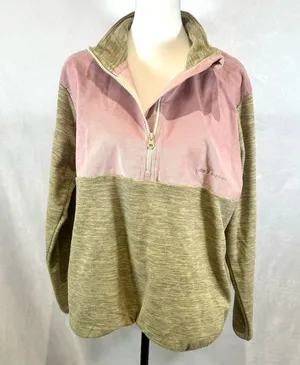 Simply Southern khaki and pink courdoroy and fleece pullover size large NWT thumbnail 2