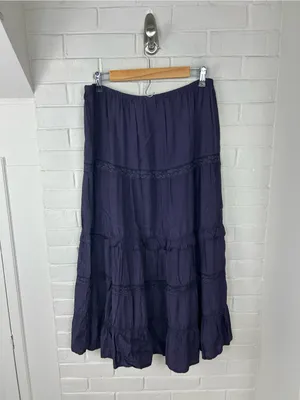 Vintage White Stag Purple Tiered Lace Midi/Maxi Skirt Size L thumbnail 7